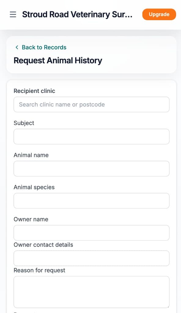 Pet Record Exchange — mobile